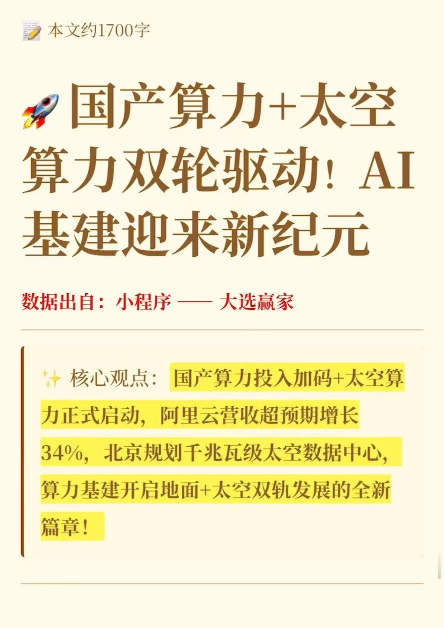 老K带你了解最新话题~(国产&太空算力)