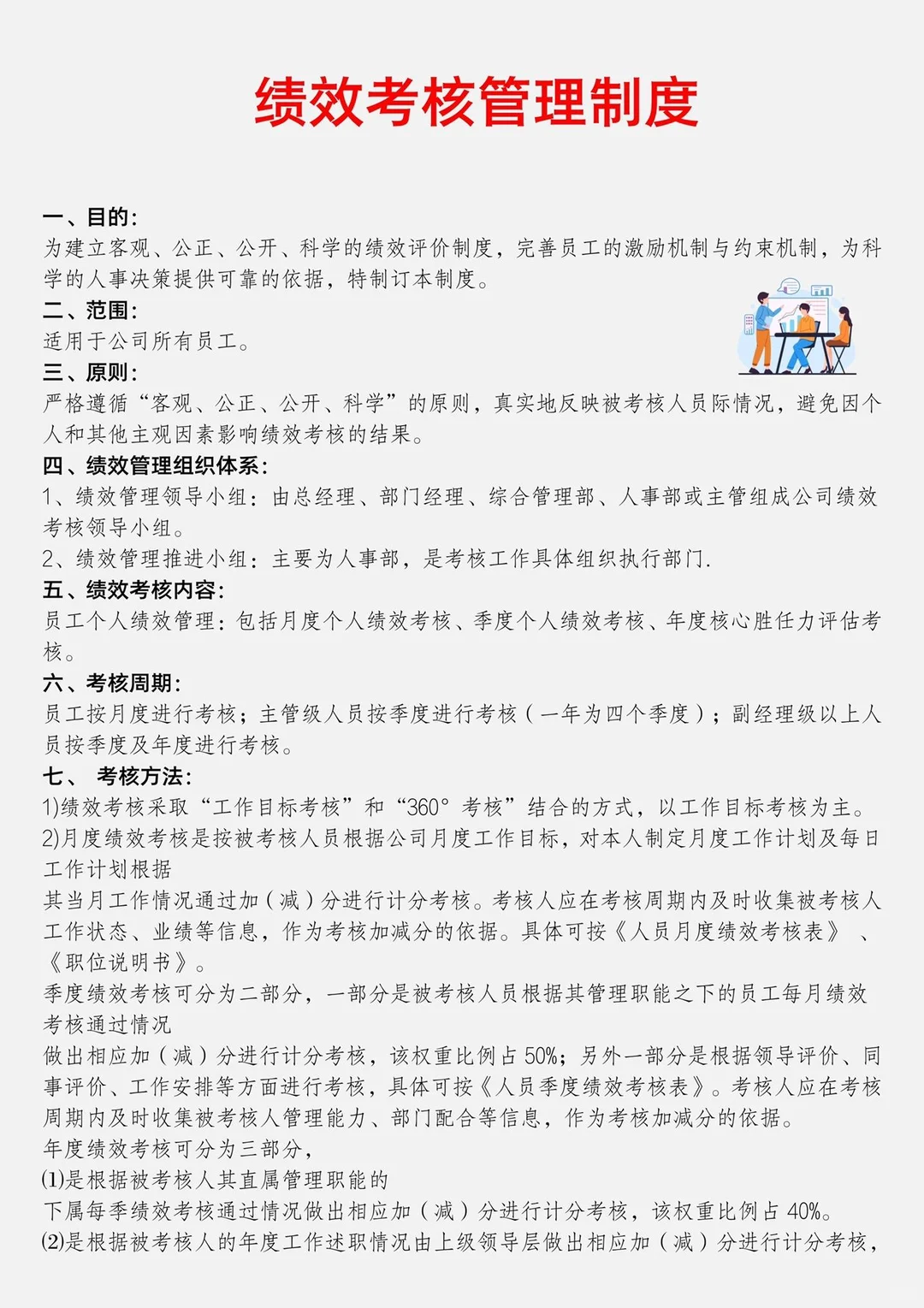 绩效考核管理制度