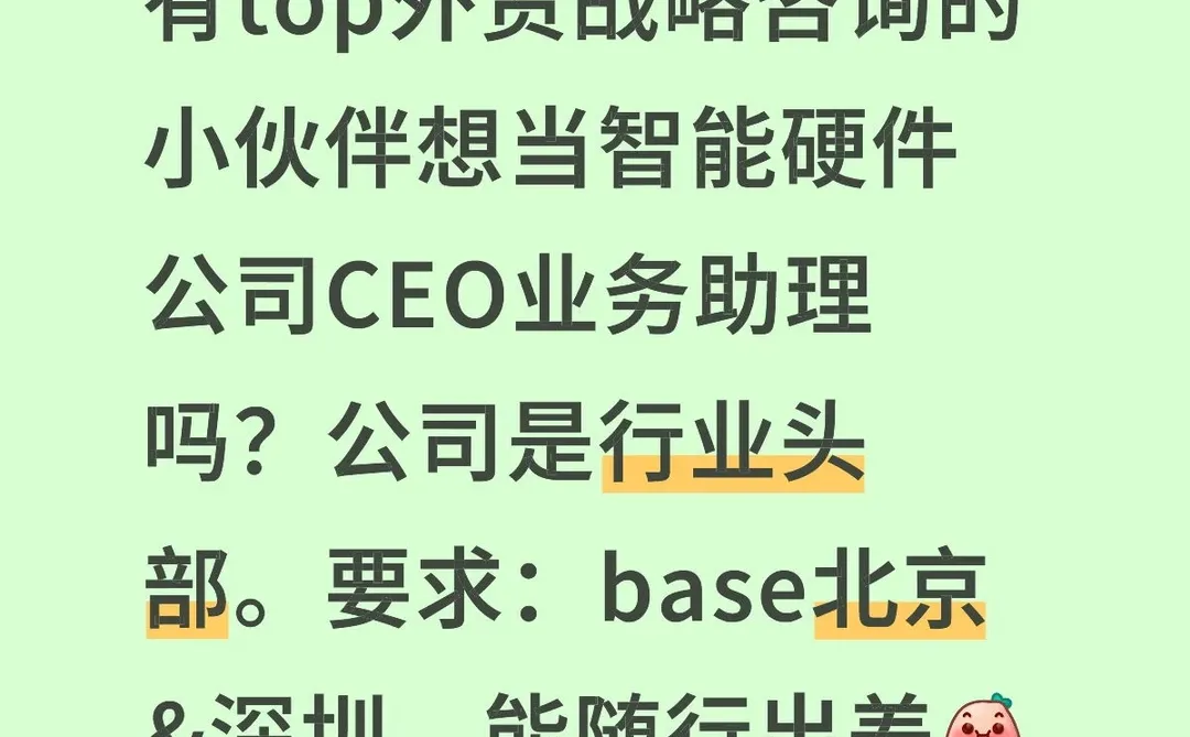 头部硬件公司CEO业务助理 外资战略咨询的来