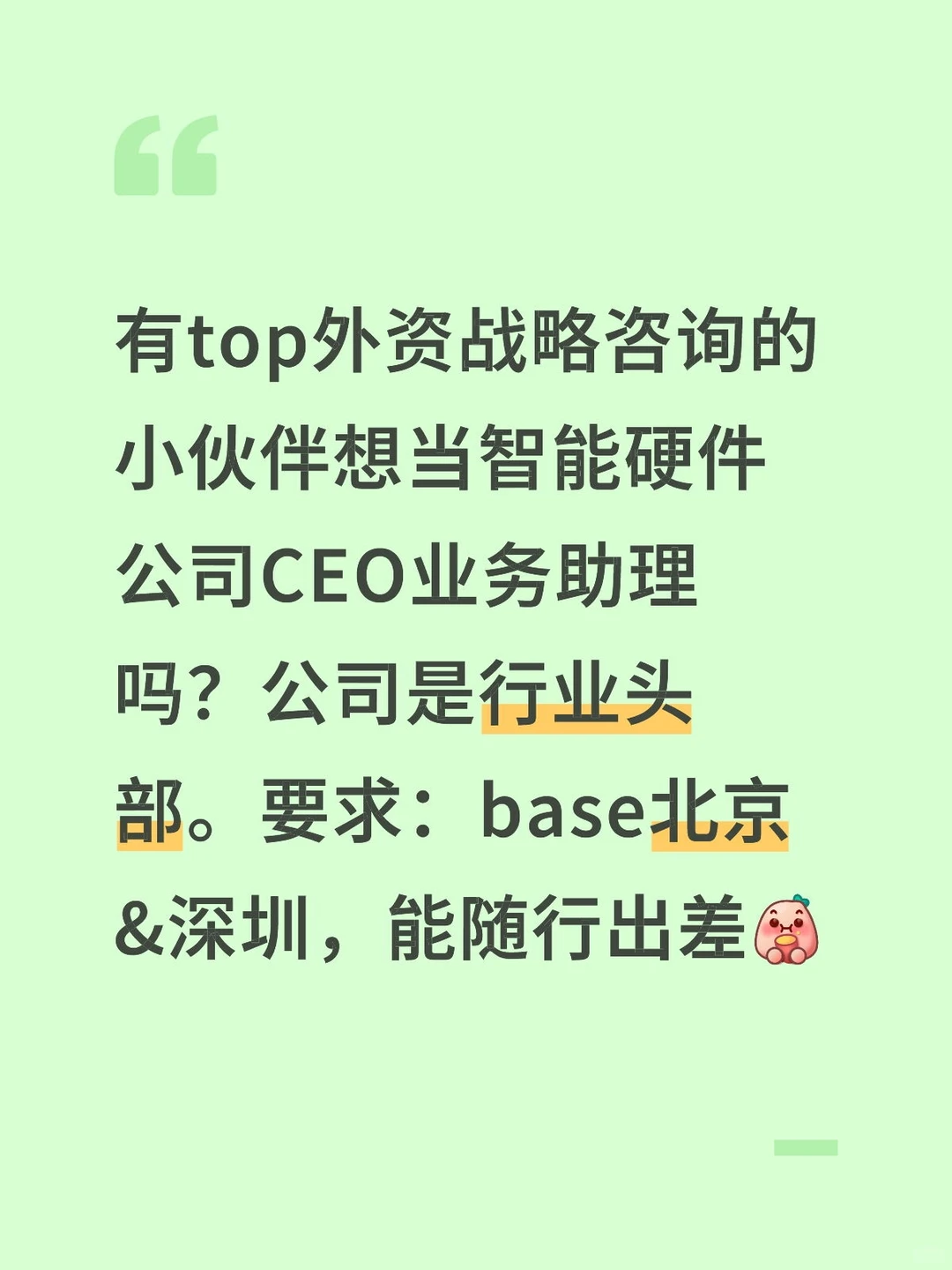 头部硬件公司CEO业务助理 外资战略咨询的来
