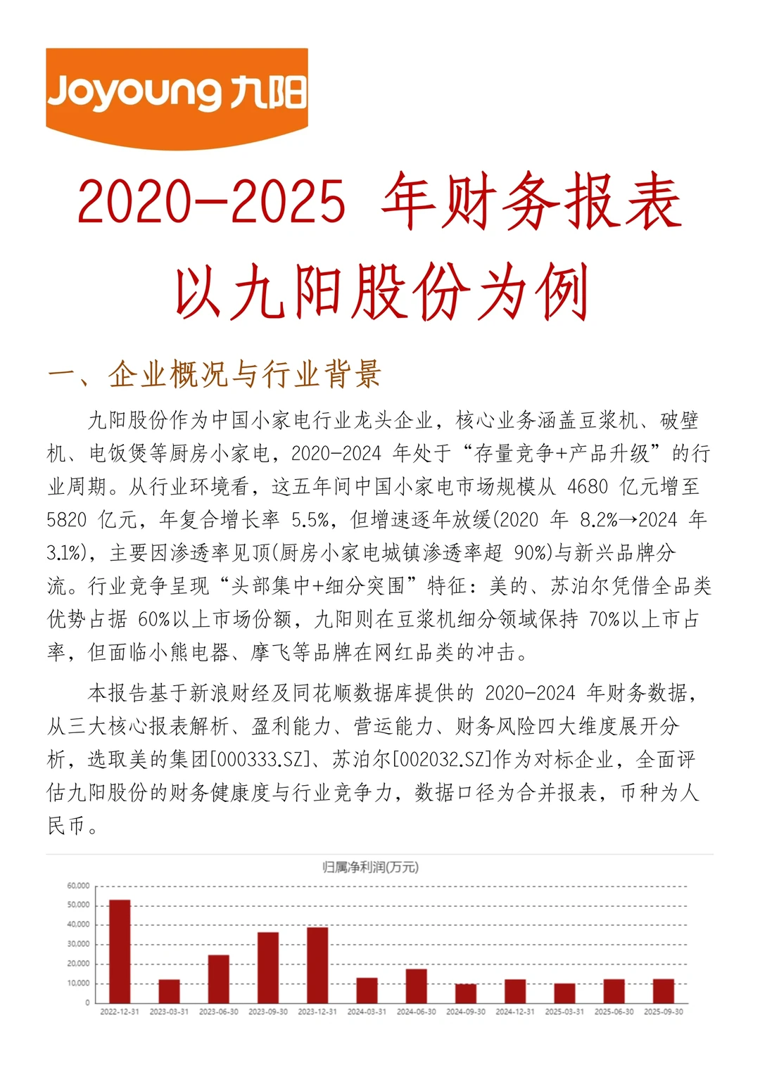 财务报表分析--以九阳股份为例