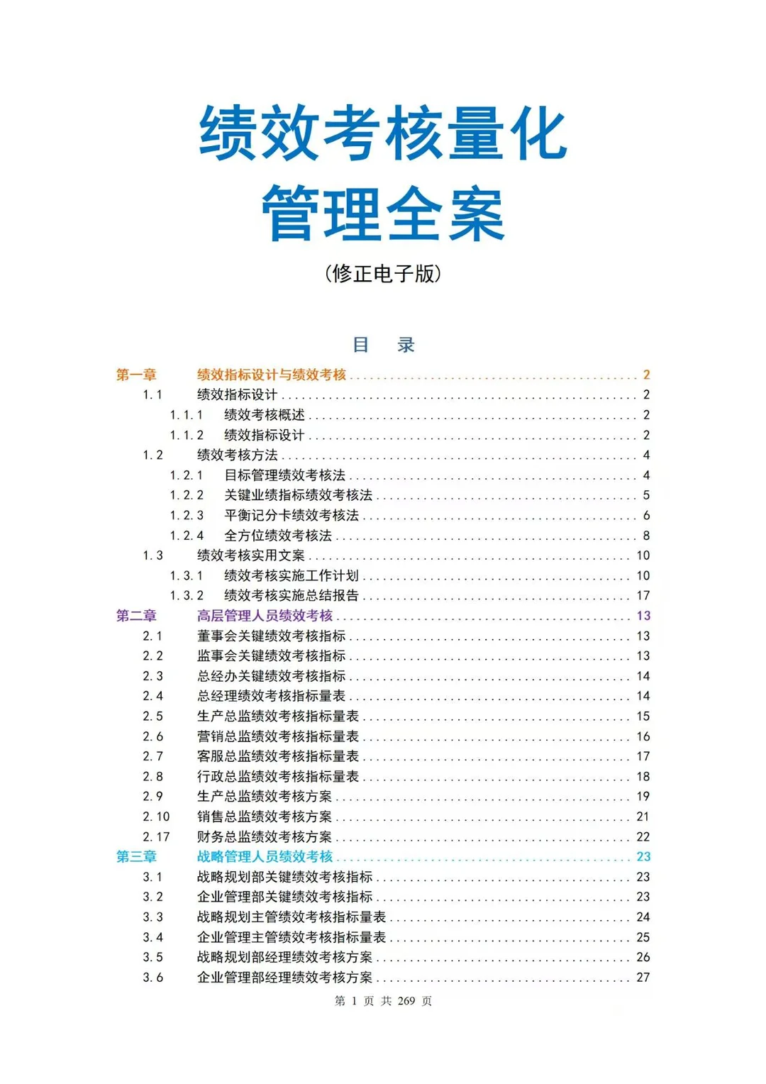 绩效考核量化管理全案
