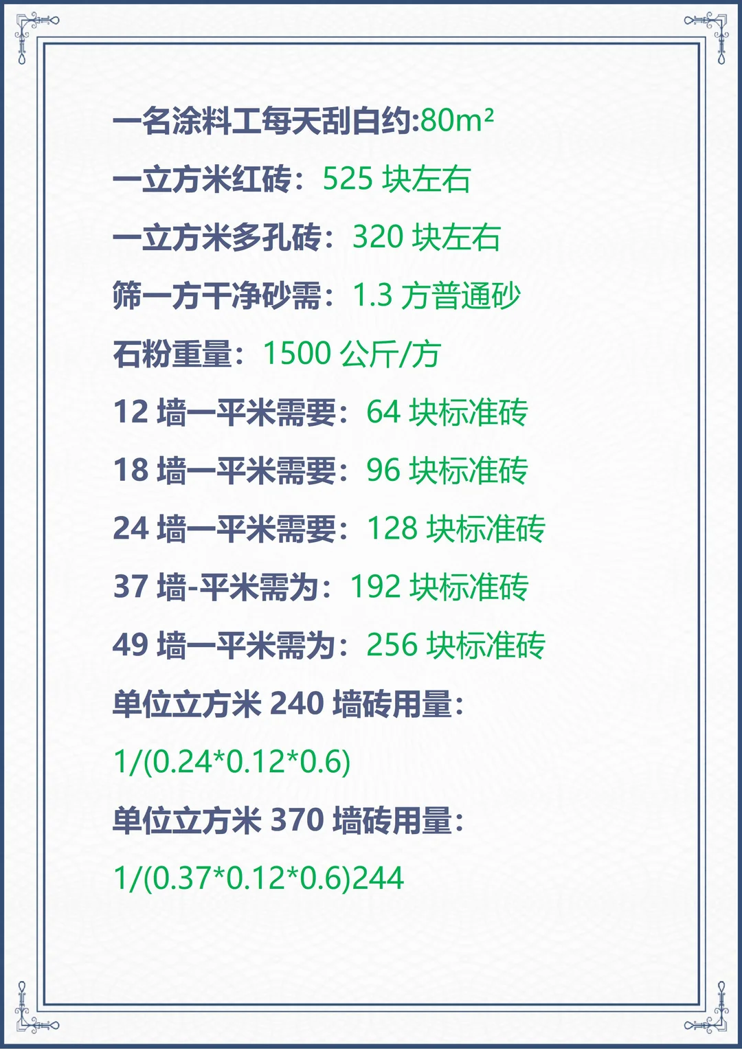 工程项目必背数据！???