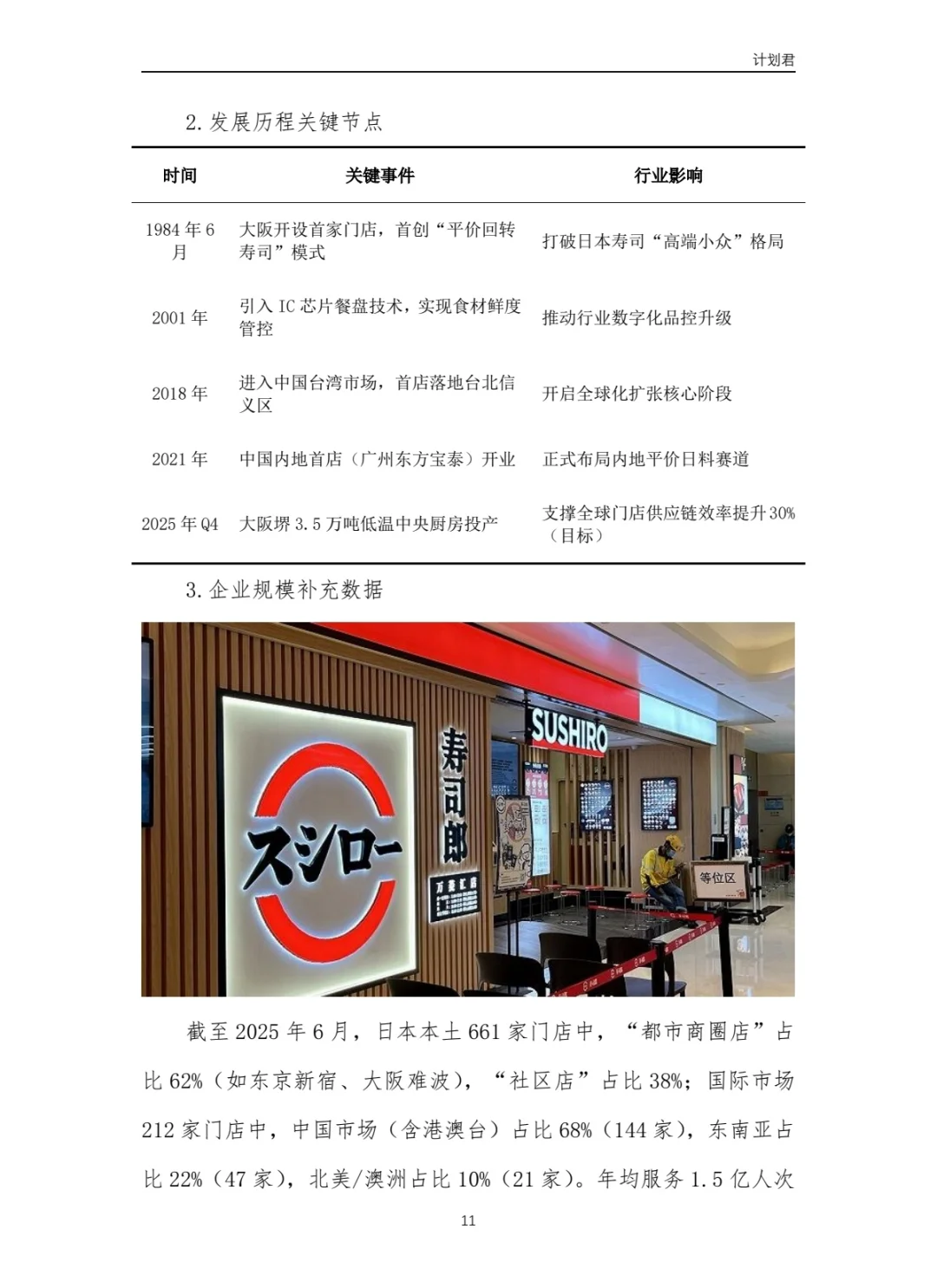 寿司郎（SUSHIRO）运营计划书