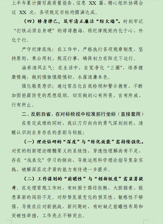 2025年上半年工作总结(通用框架)