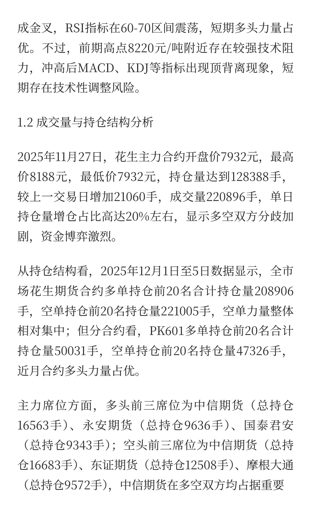 花生期货短期多空分析报告