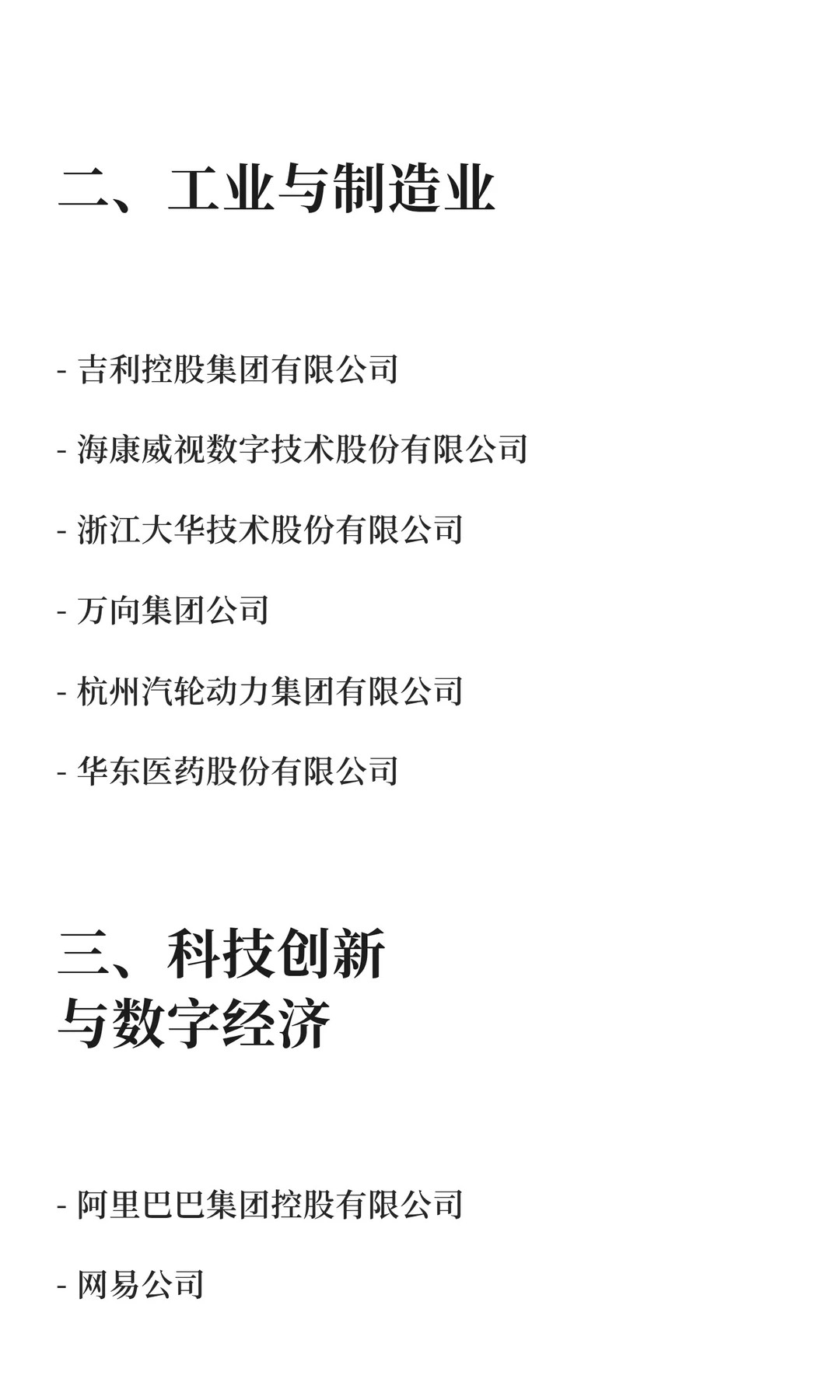 杭州各行业优势单位总结