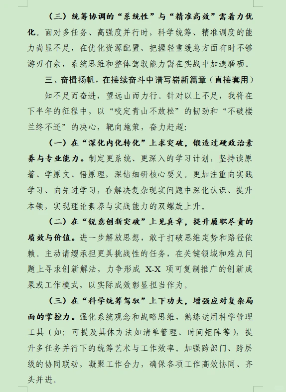 2025年上半年工作总结(通用框架)