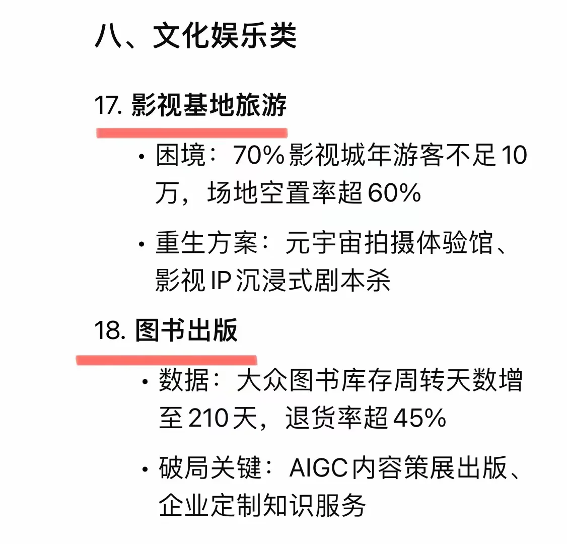 DeepSeek总结20个已经饱和的行业