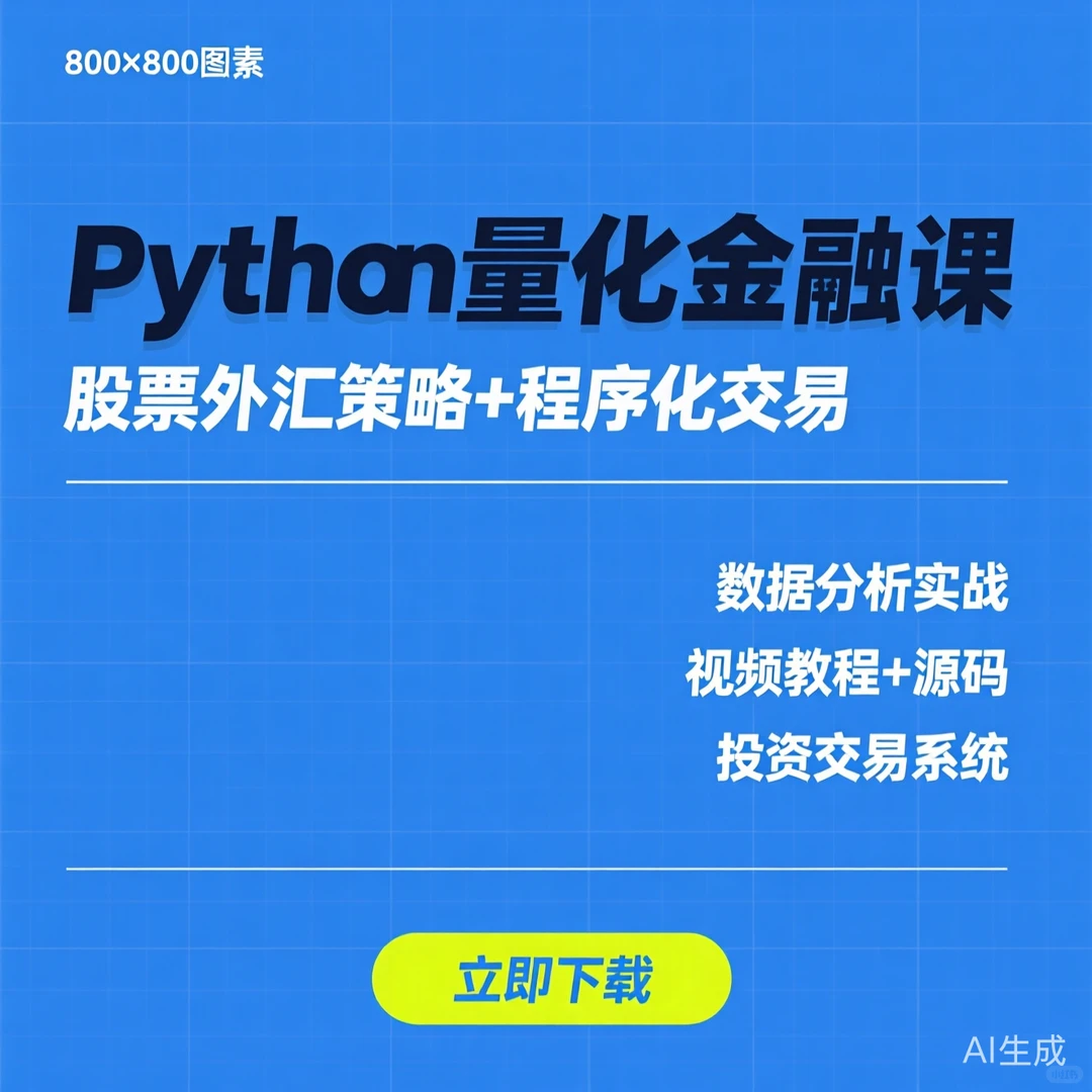 Python量化金融课|股票外汇策略投资交易