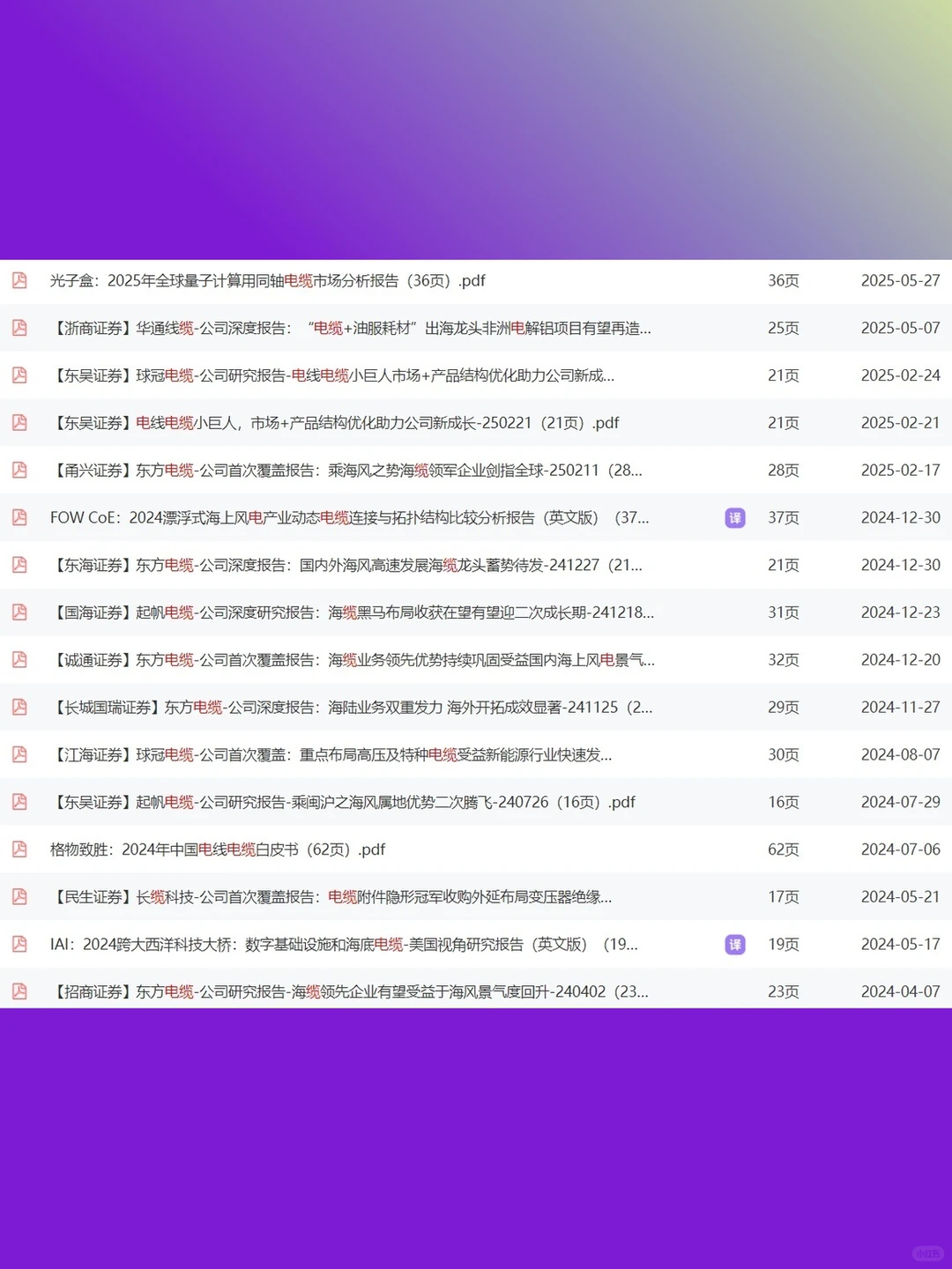 电缆产业链研究分析2025年海底电缆电线
