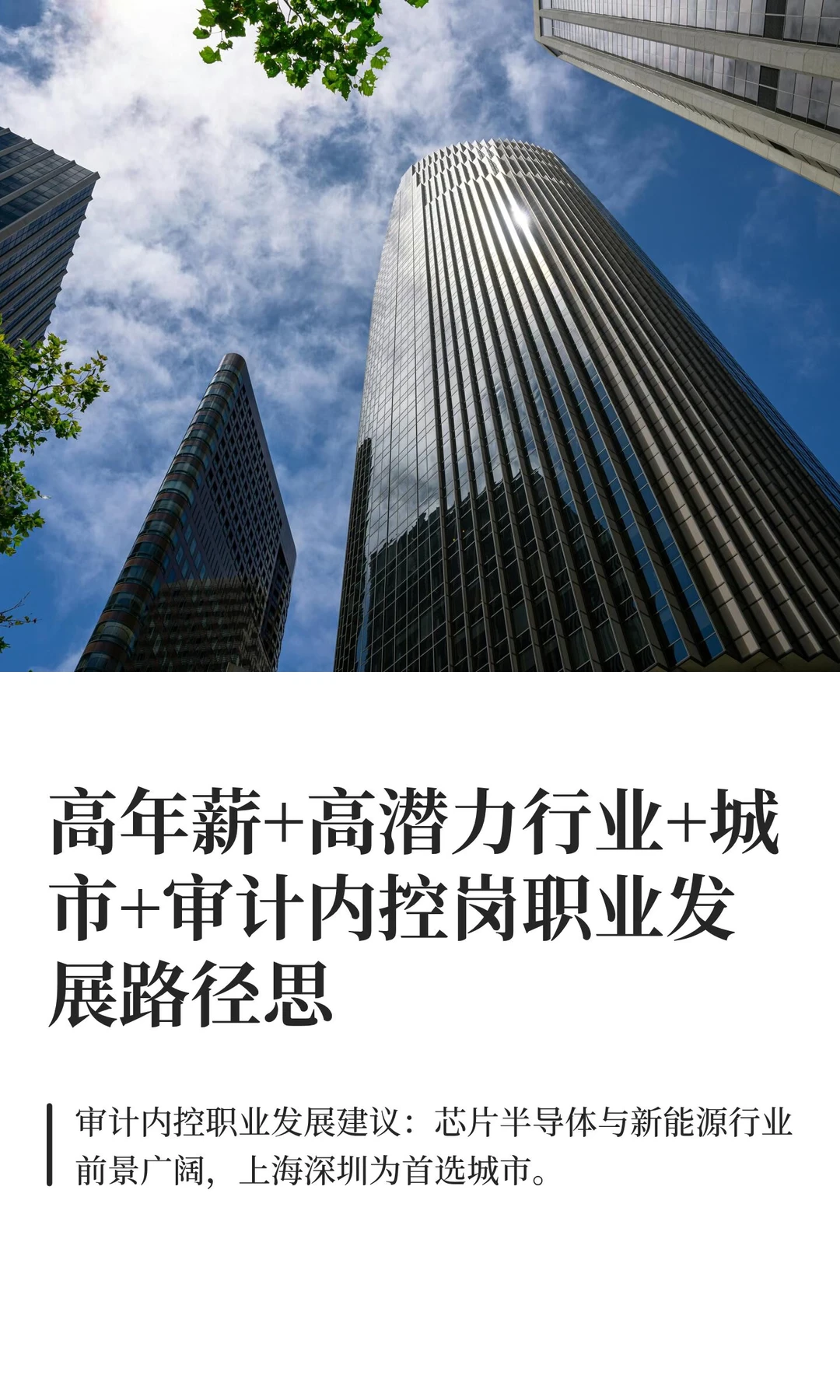 高年薪+高潜力行业+城市+审计内控岗发展