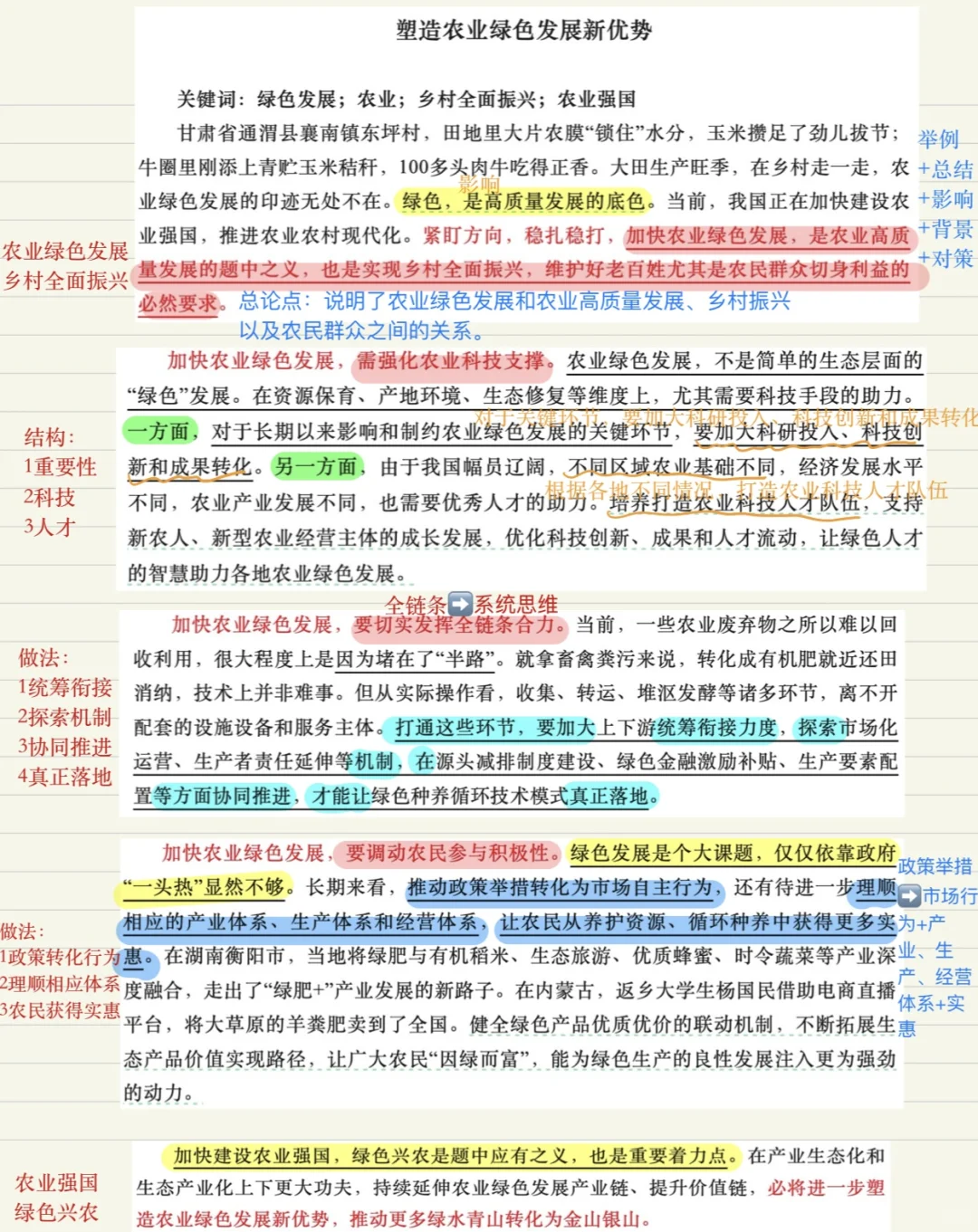 一天一篇申论范文：绿色农业（9.5）