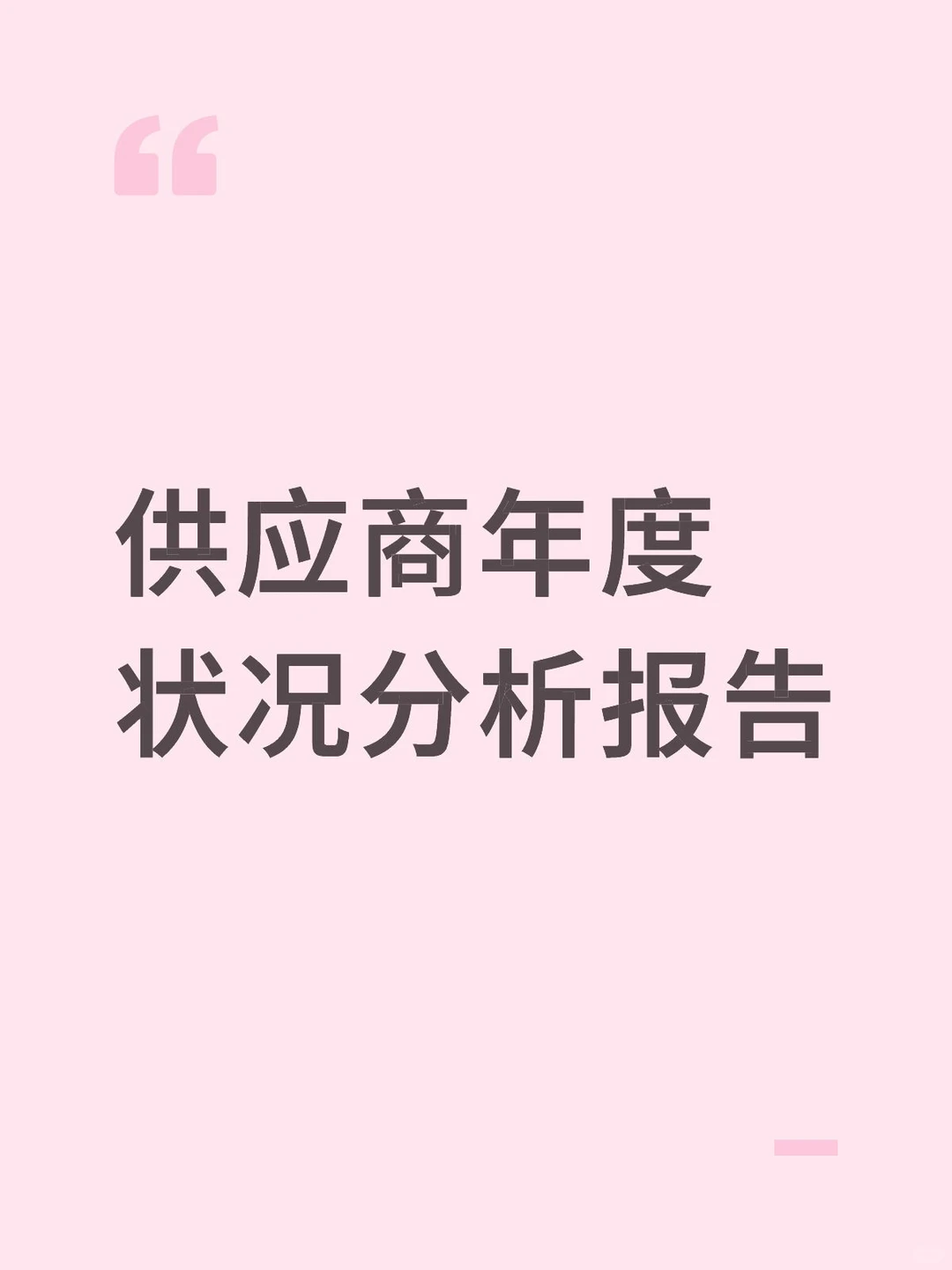 供应商年度状况分析报告