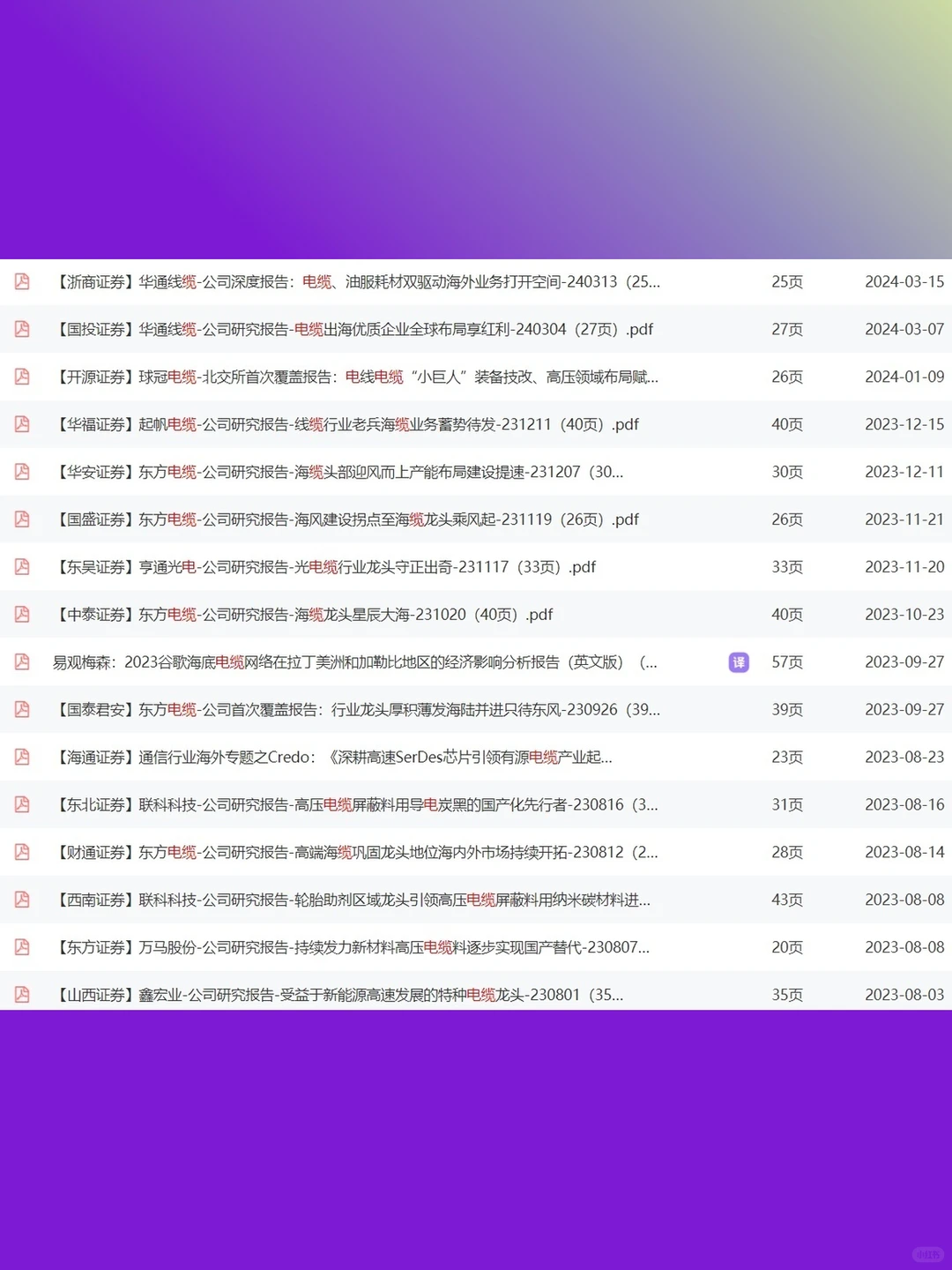 电缆产业链研究分析2025年海底电缆电线