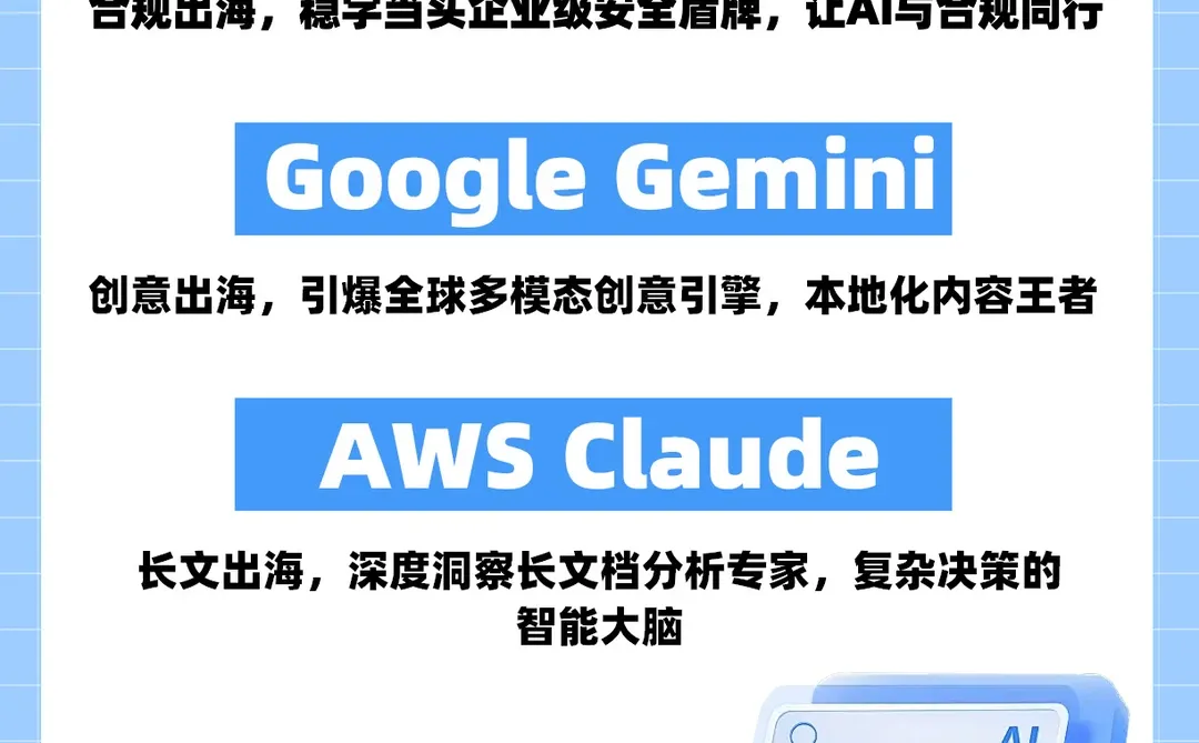 企业AI落地必看!三大顶尖大模型出海方案✅
