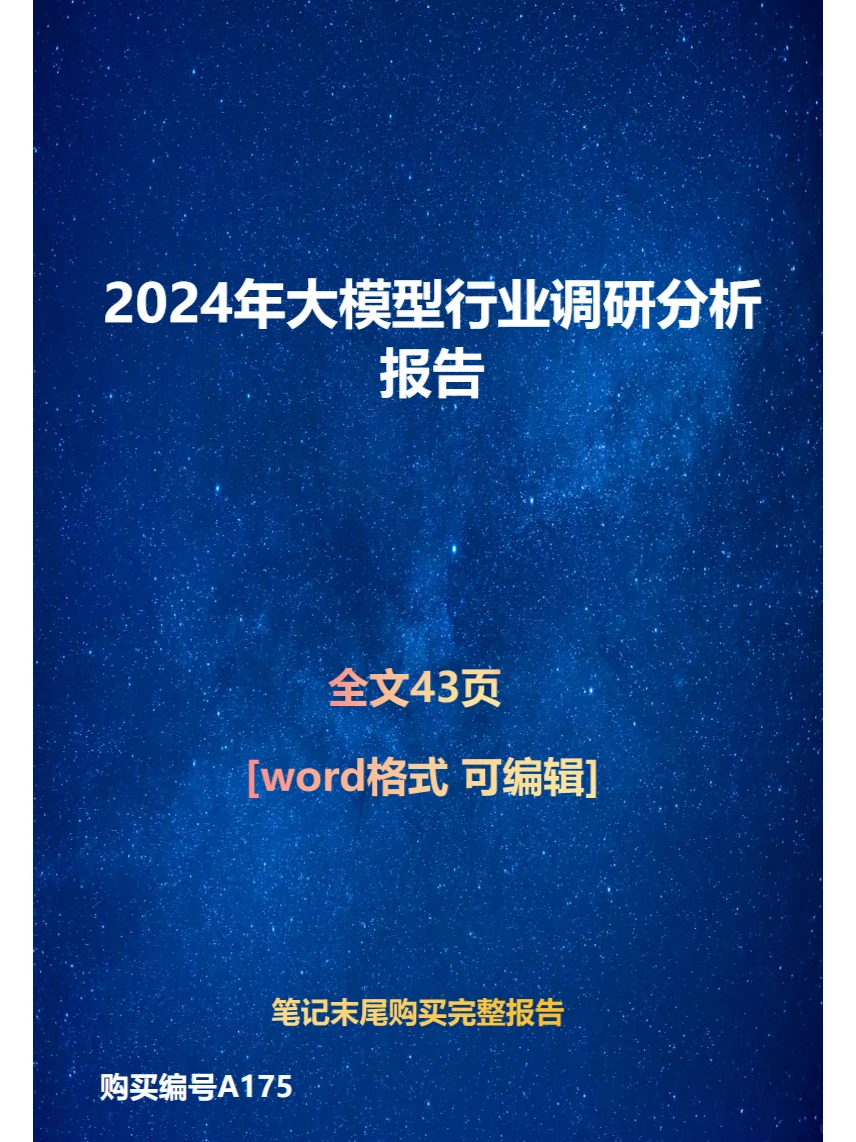 2024年大模型行业调研分析报告