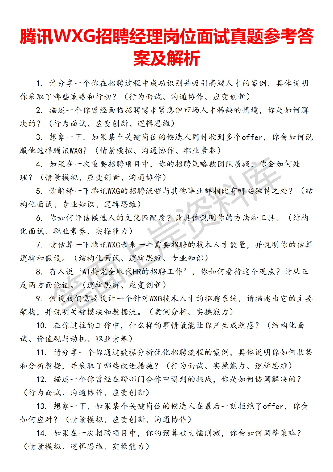 腾讯WXG招聘经理