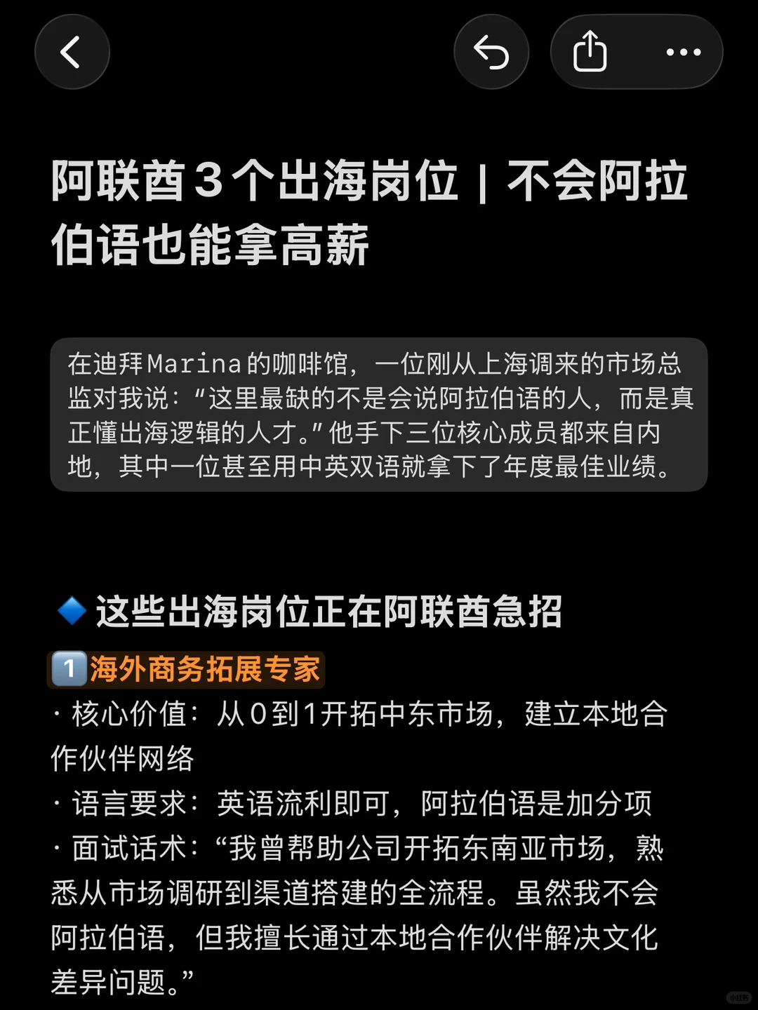 阿联酋3个出海岗位|不会阿拉伯语也能拿高薪