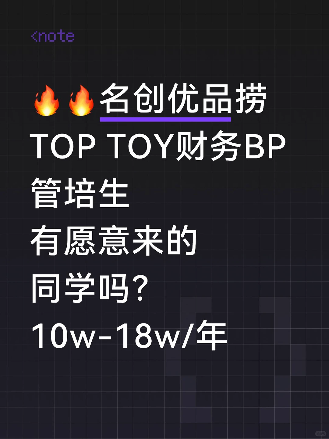 名创优品捞TOPTOY财务BP管培生,10w-18w/年