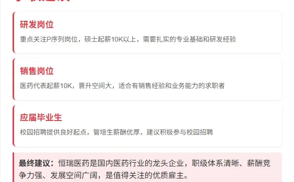 恒瑞医药薪酬揭秘硕士起薪10K+,管培生16薪