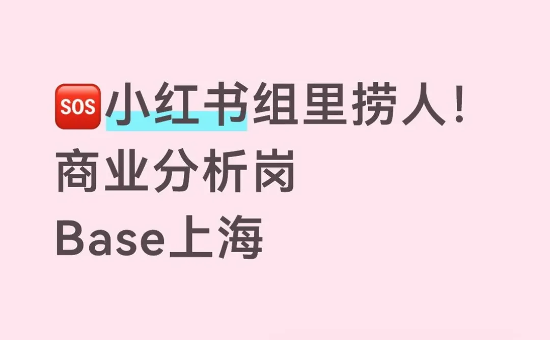 小红书商业分析实习继任！上海黄浦onsite