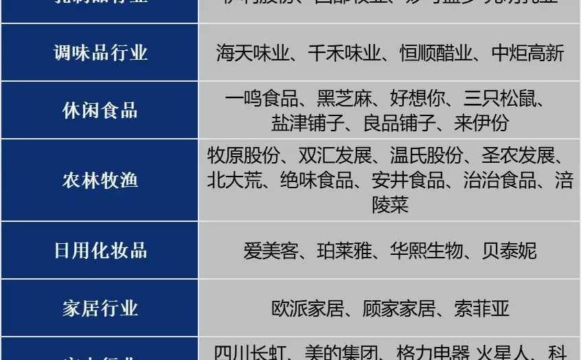 国内大消费细分领域梳理