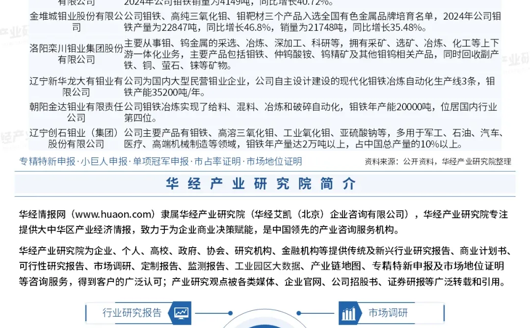 2026年中国钼铁行业重点企业分析及投资战略