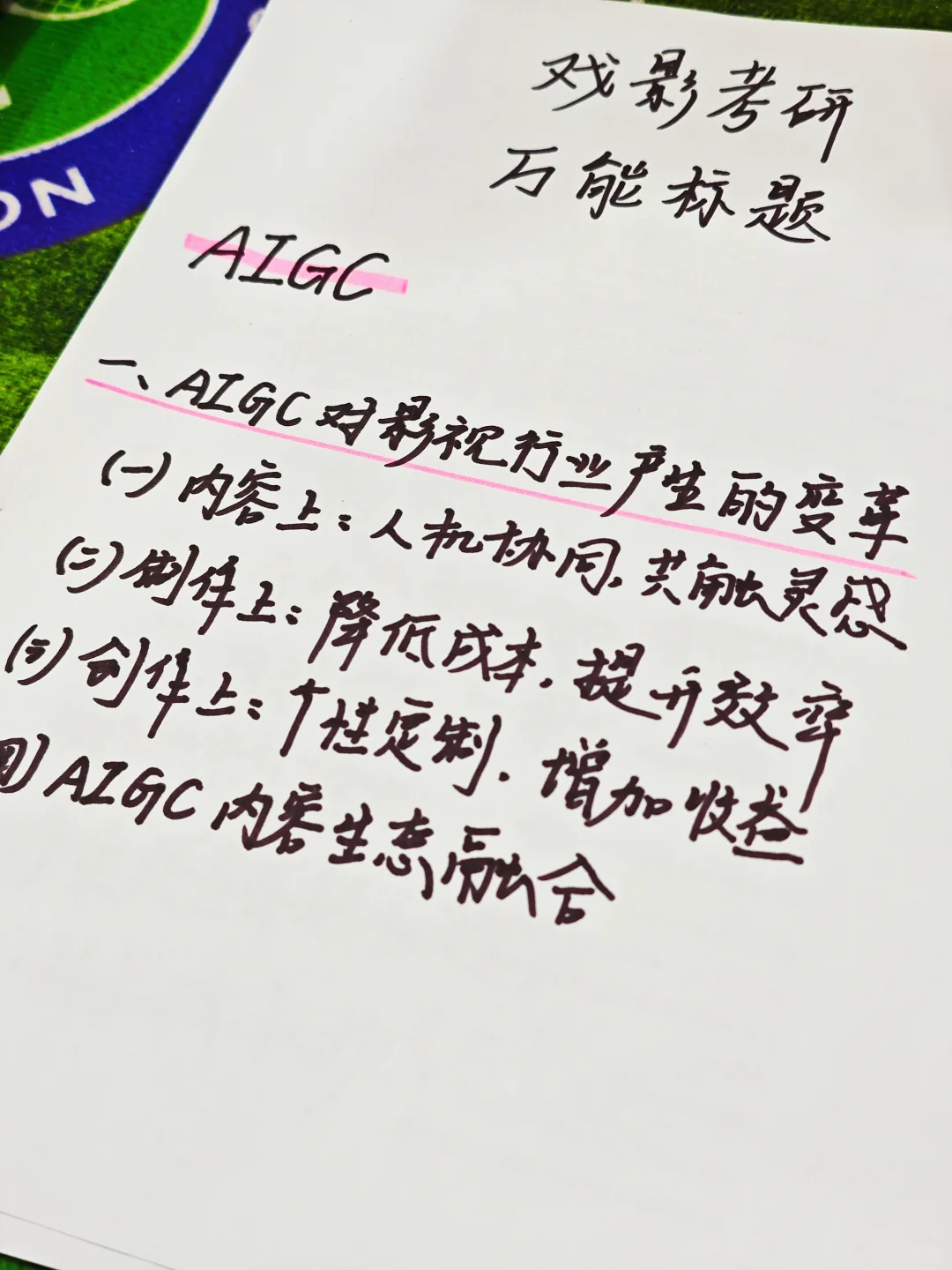 戏影考研万能标题｜AIGC