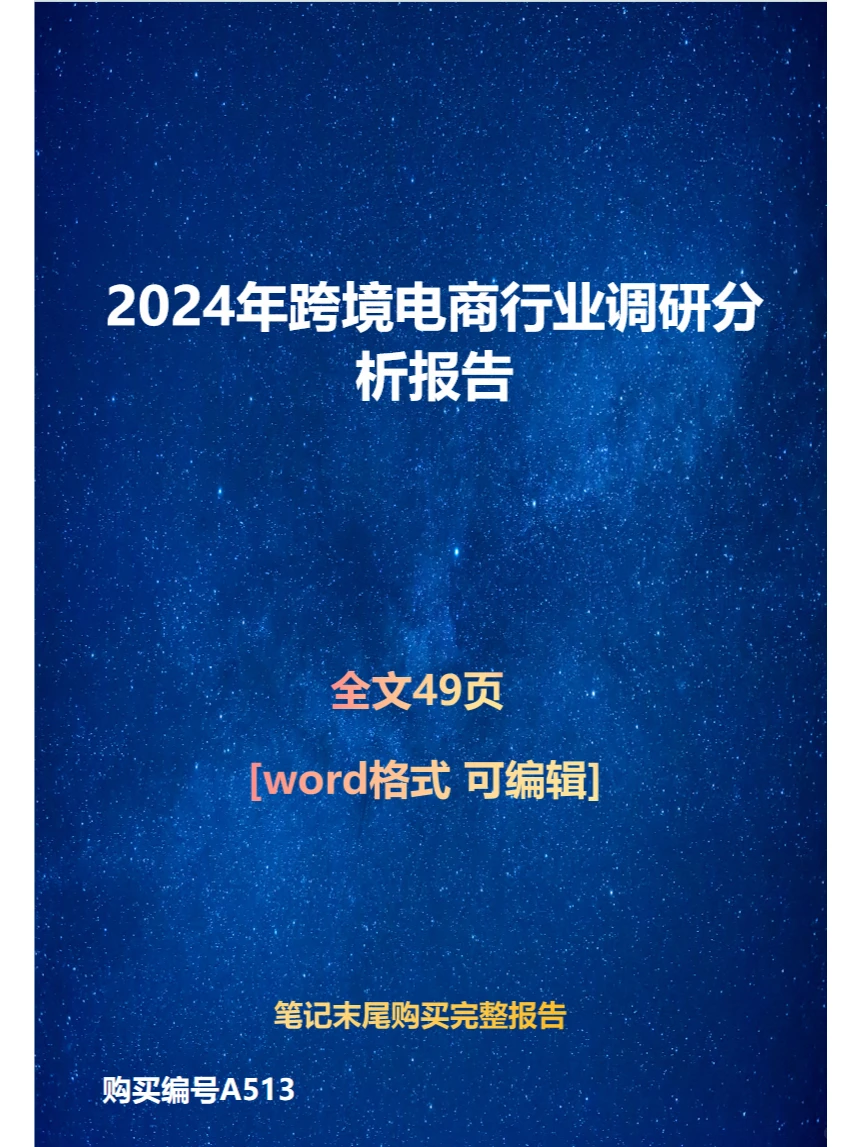 2024年跨境电商行业调研分析报告