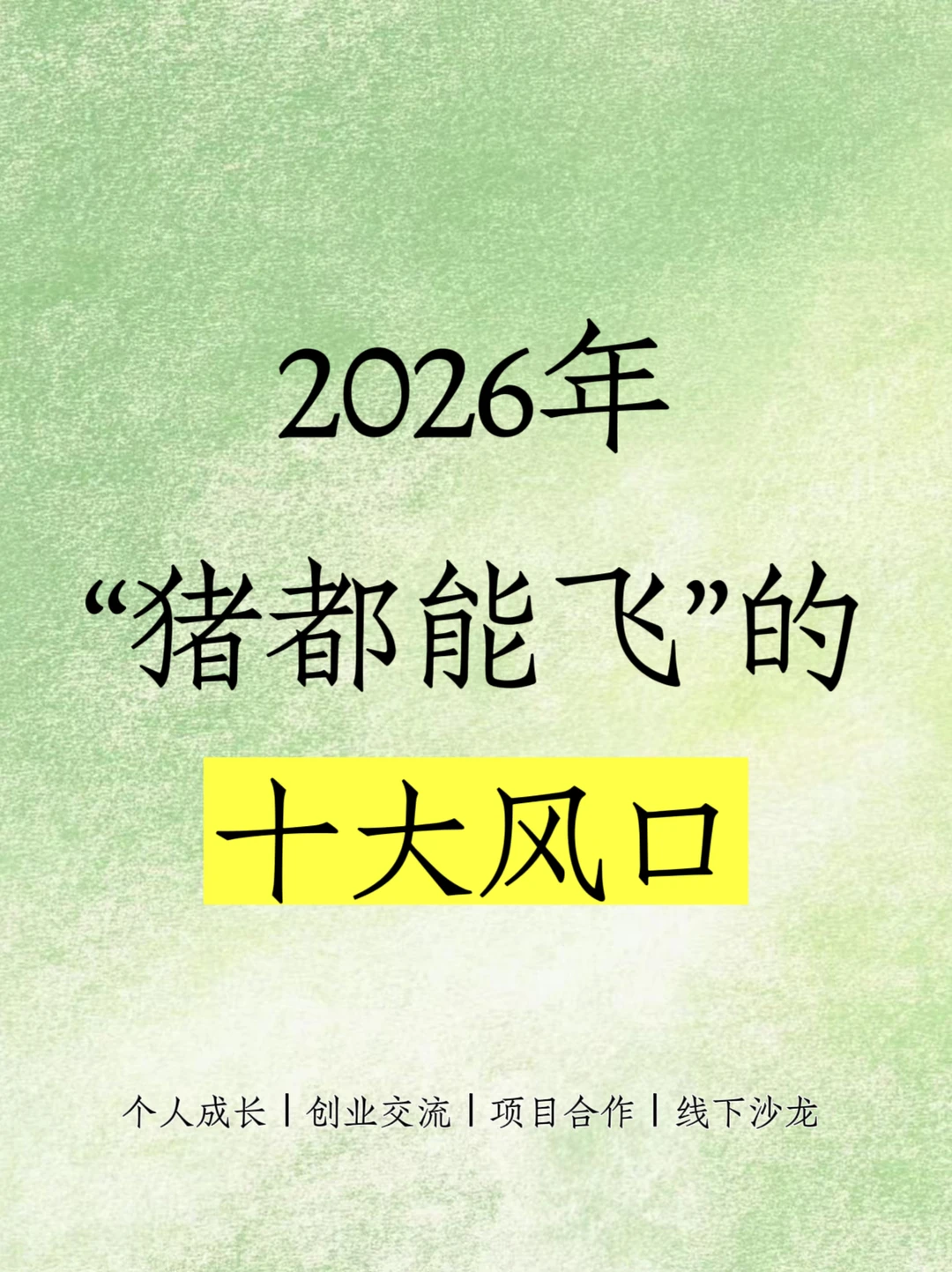 ?2026年“猪都能飞”的十大风口‼️