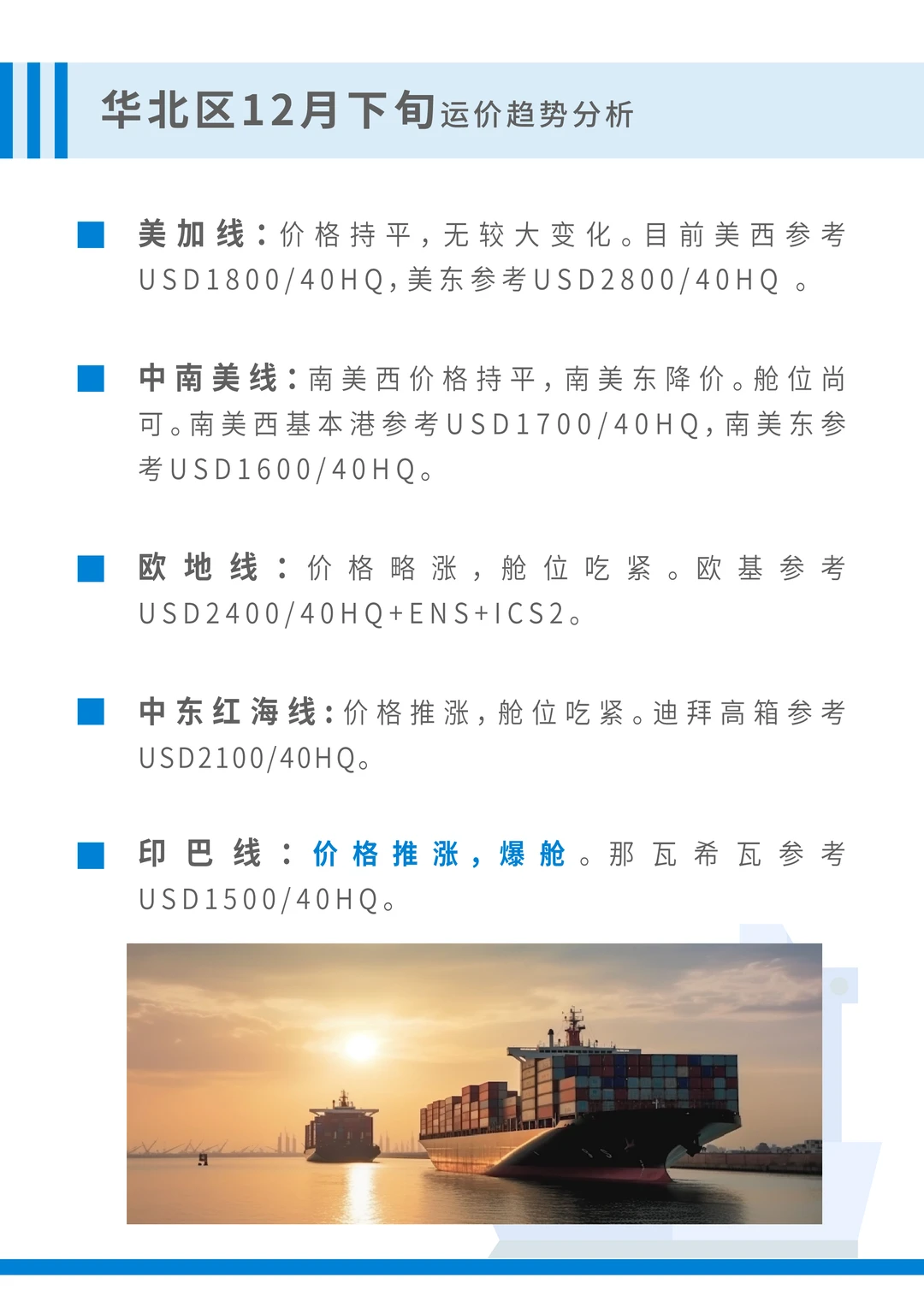 ?12月下旬全球海运运价趋势全解