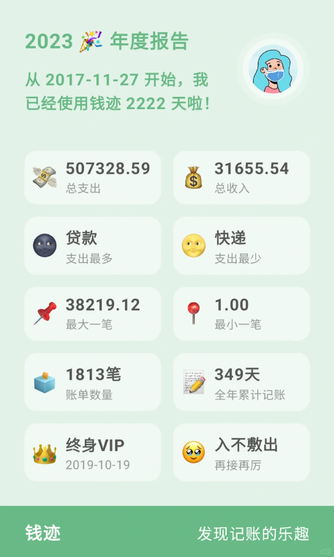 请查收你的钱迹2023记账年报?