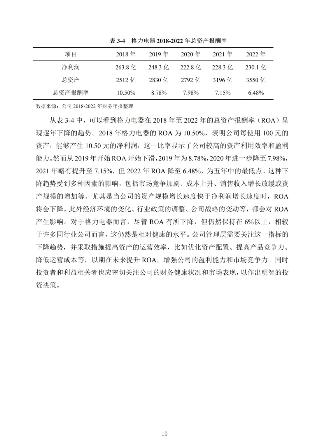 导师满意的盈利能力分析论文—以格力为例