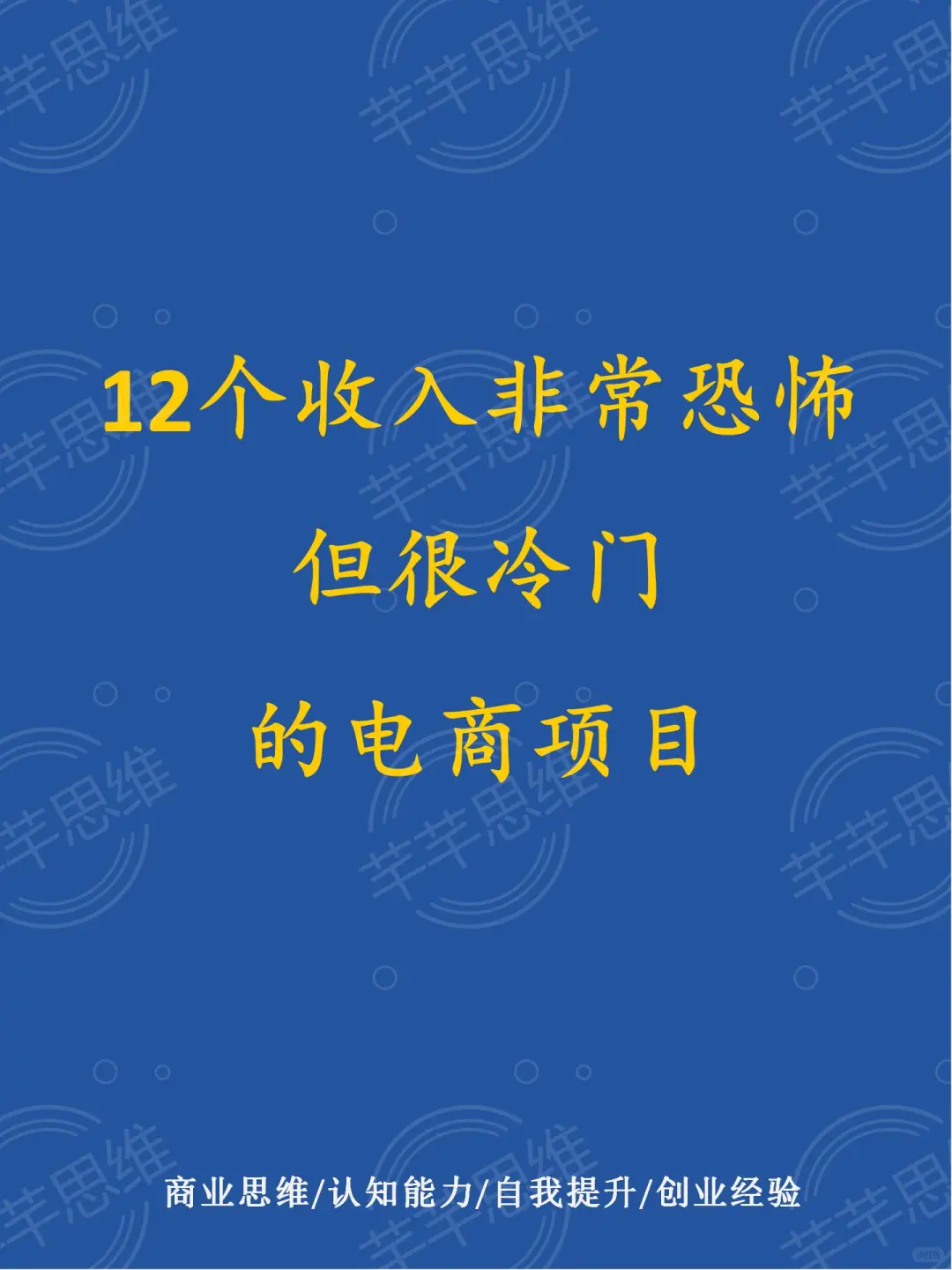 12个收入非常恐怖但很冷门的电商项目