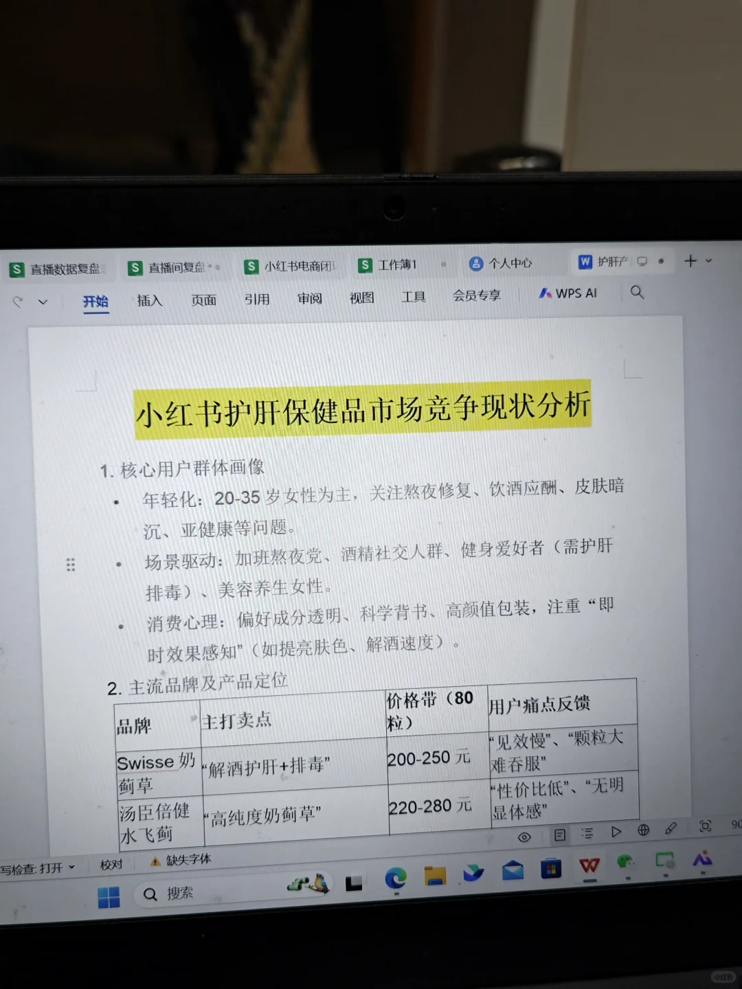 护肝产品竞品分析&机会需求洞察分析✔️