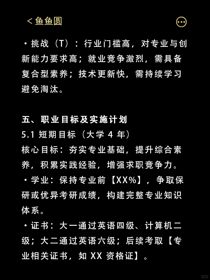 职业生涯规划书！直接抄