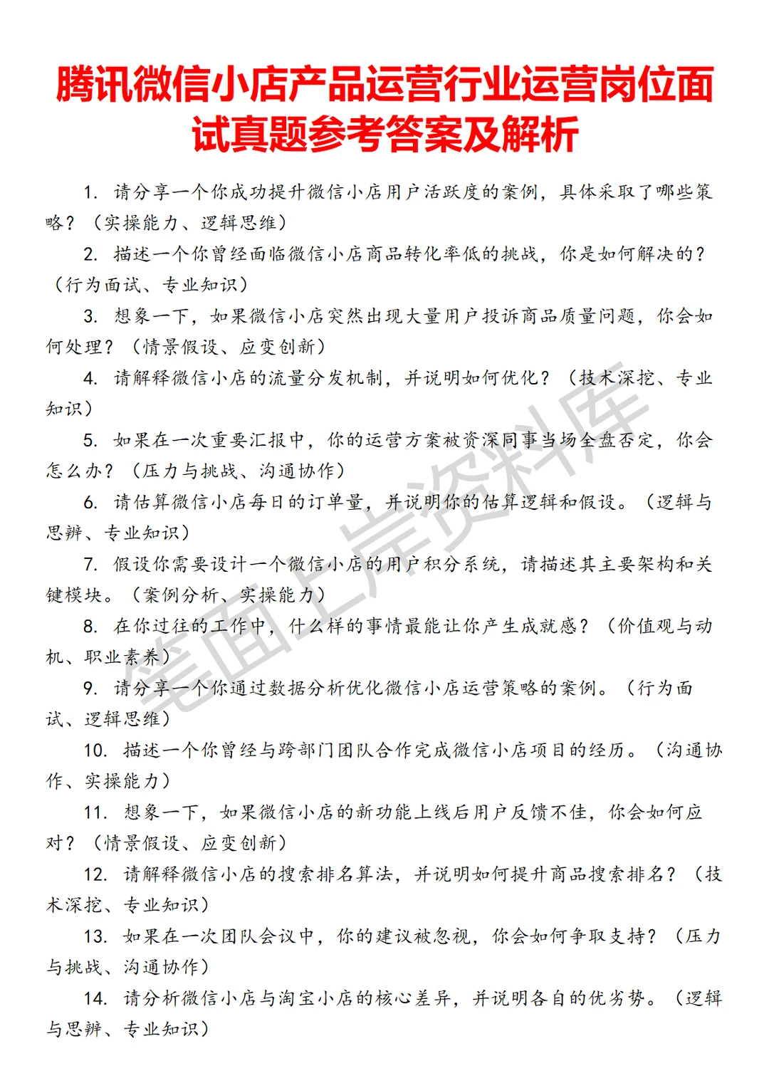 腾讯微信小店产品运营行业运营
