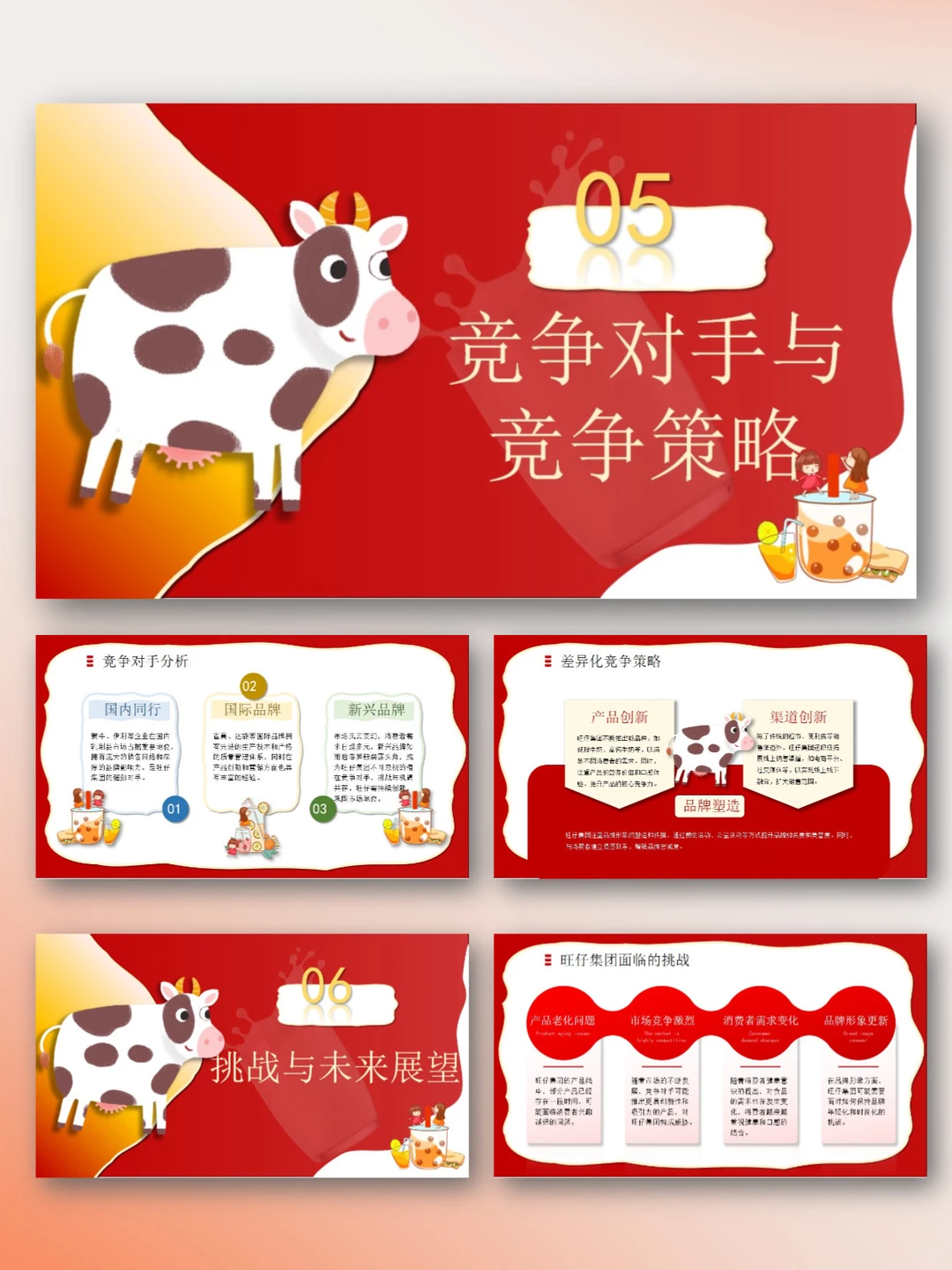 旺仔牛奶品牌介绍调研营销分析策划PPT模板