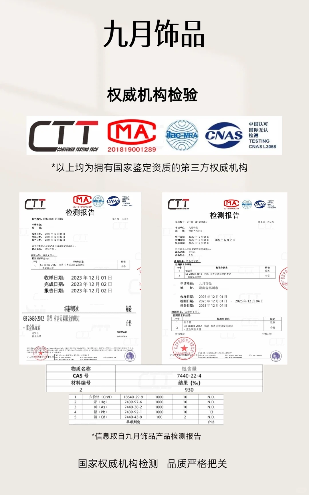 饰品安全 九月给大家一份新鲜的安心承诺