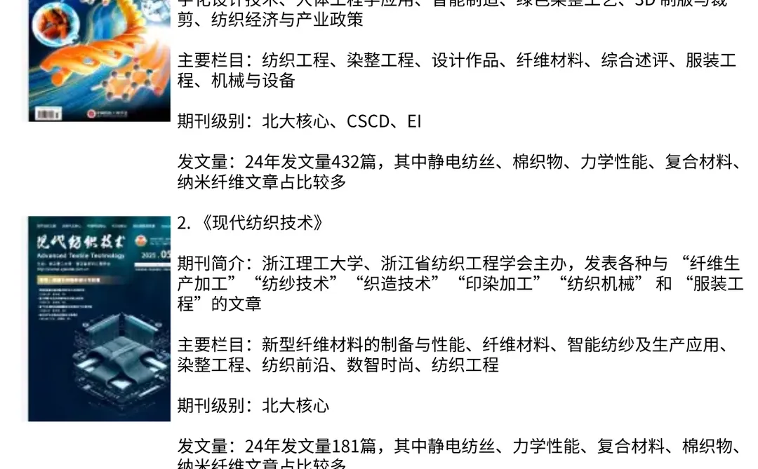 服装与纺织领域中文核心期刊