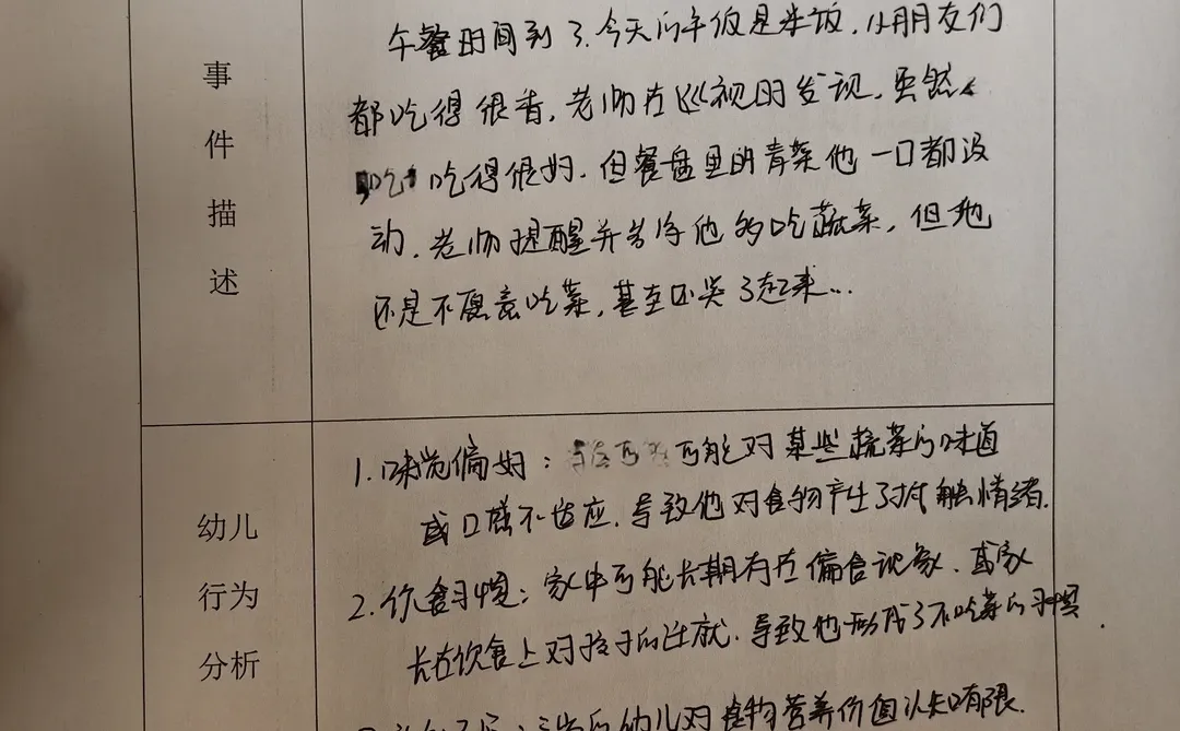 幼儿行为观察记录