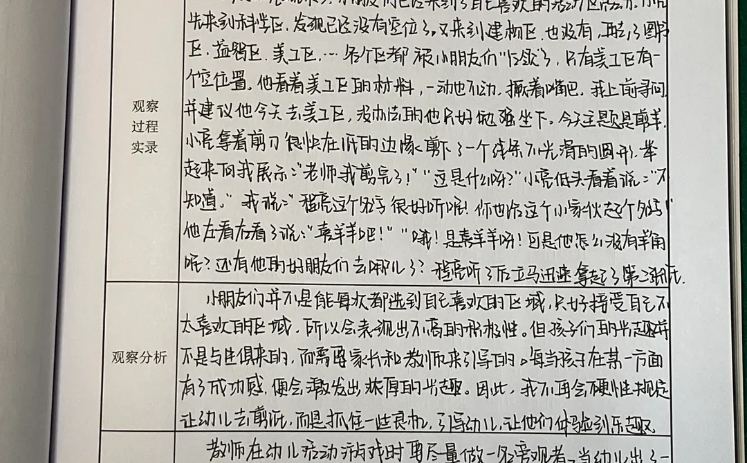 观察记录2⃣～程亮小朋友没有喜欢的区域了