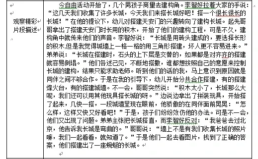 大班建构区观察笔记