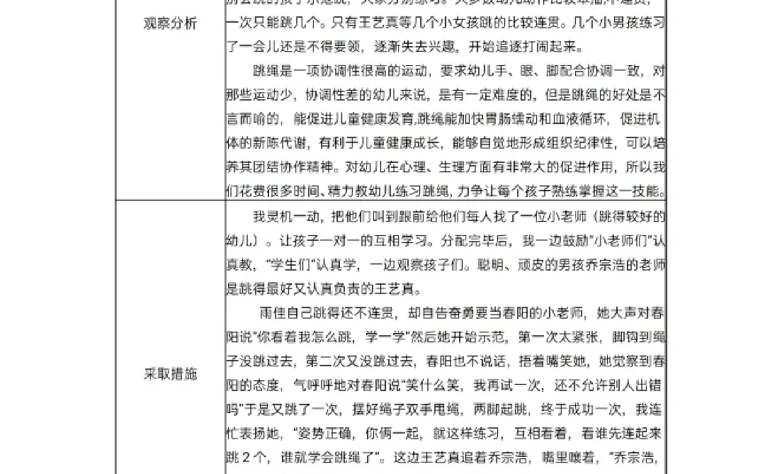 幼儿园大中小班观察记录