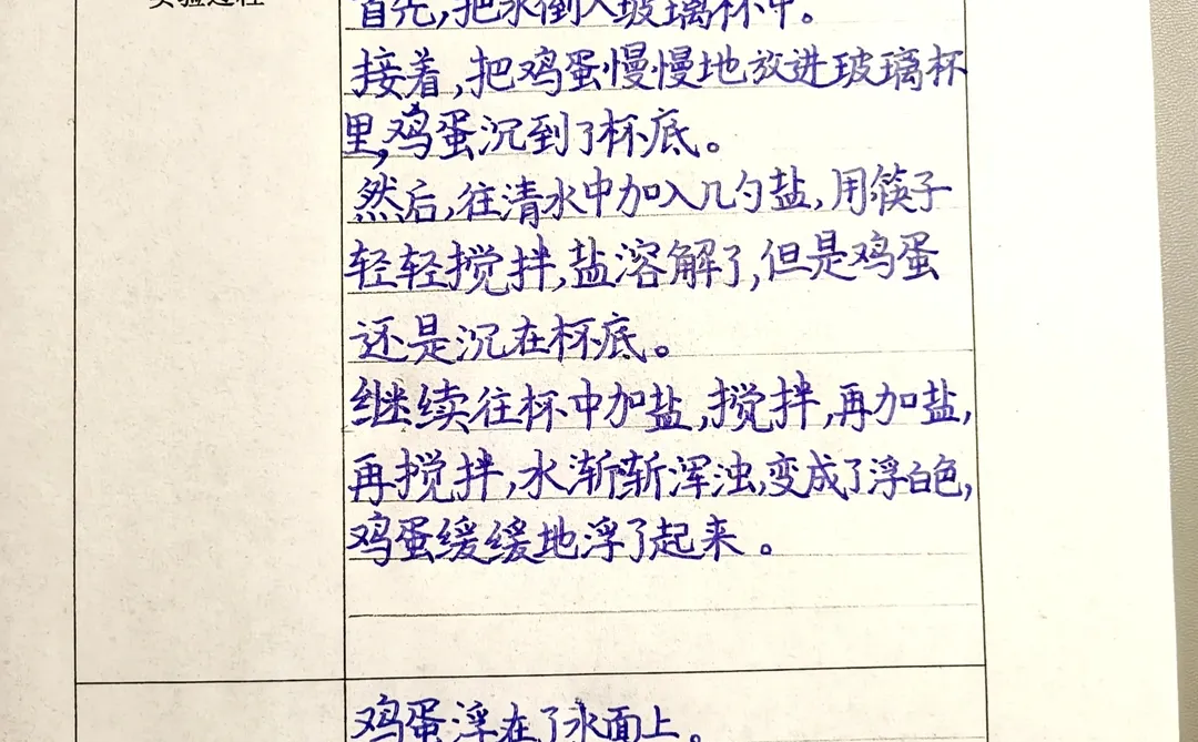 鸡蛋漂浮实验