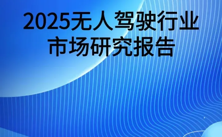 2025年中国无人驾驶行业市场研究报告