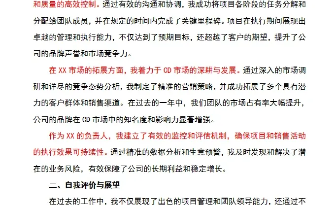 业绩总结自评