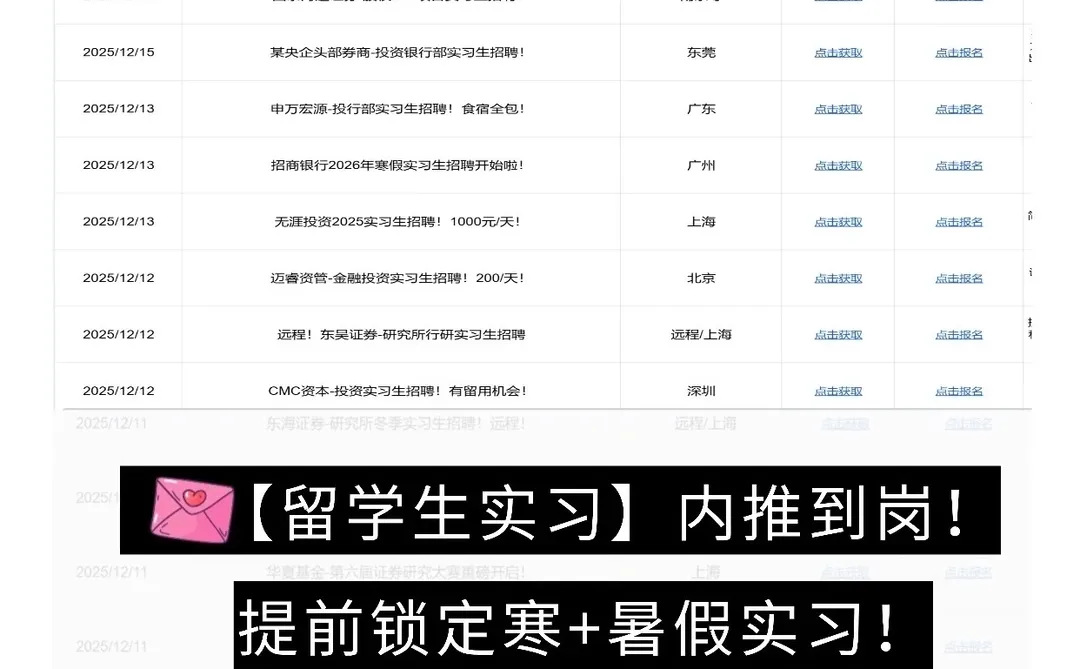 留学生注意！大厂寒假实习远程实地可投！！！