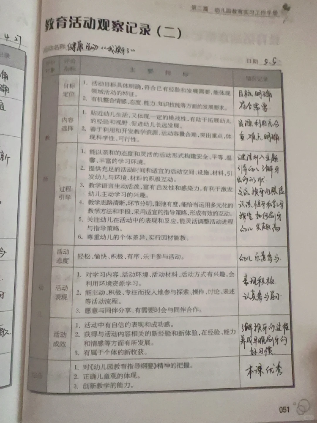 教育活动观察记录